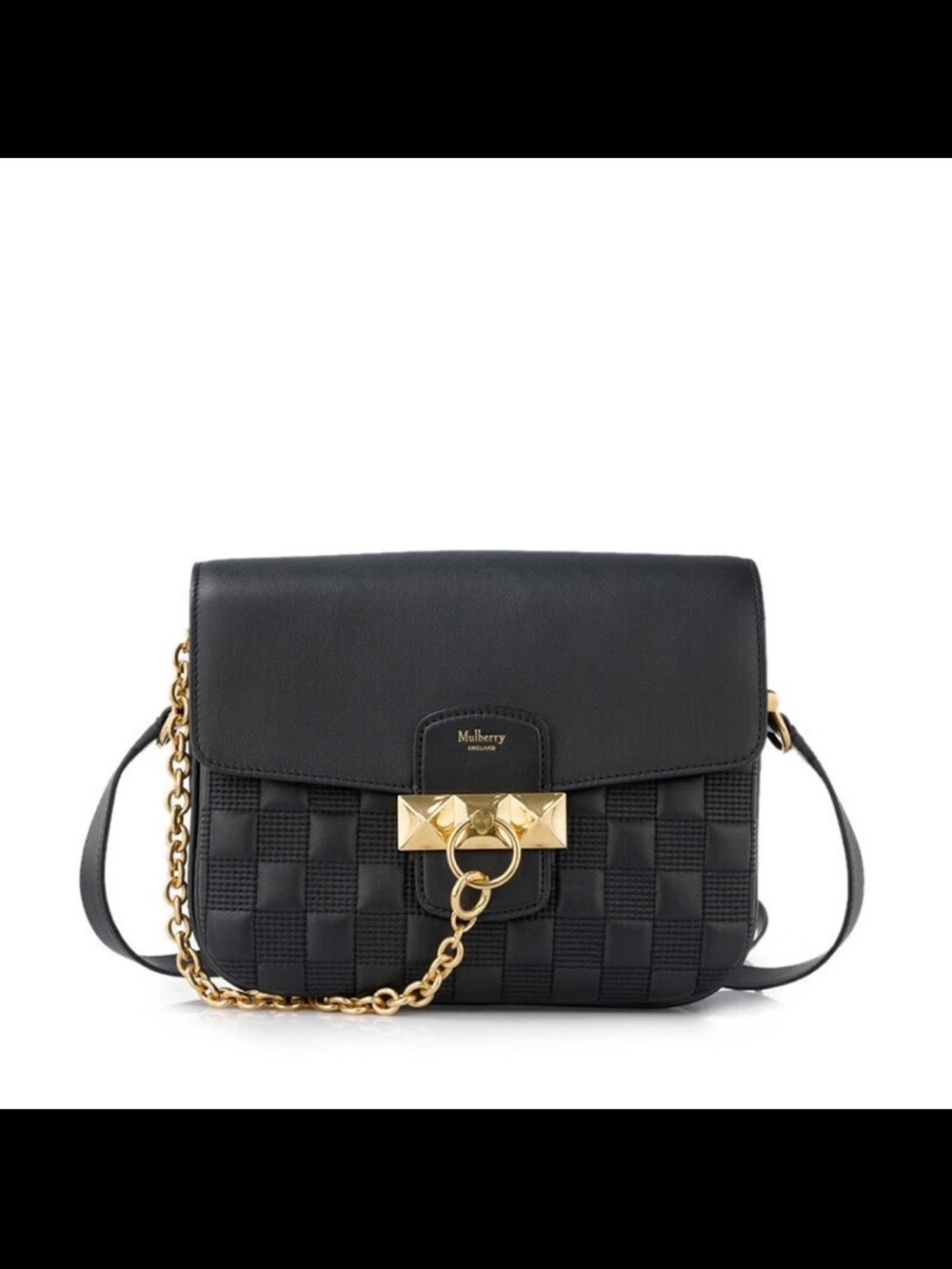Mulberry Black Quilted Shoulder Bag with Gold Hardware